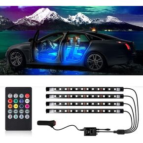 RGB LED car Interior Bluetooth Light Strips with app Controls, 4 Dash Floor mat Environmental Light Kits, DIY Music Mode for car interiors, SUVs, Trucks