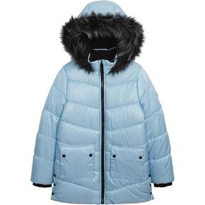 Jessica Simpson Girls' Mid-Length Heavyweight Puffer Jacket with Faux Fur Hood Winter Coat