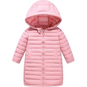 Happy Cherry Girls Boys Long Lightweight Hooded Puffer Jacket Puffer Down Coat Winter Fall Outerwear Warm