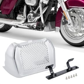 Motorcycle Oil Cooler Cover Mesh Case w/Bracket for 2017-2024 Harley Touring Models, Compatible with Road King FLHR Road Glide FLTRX/S Street Glide FLHX/S Electra Glide Standard FLHT (Black)