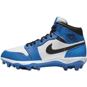 NIKE Jordan 1 Mid TD Men's Football Cleat (FJ6805-104, White/Royal/Black) Size 10.5