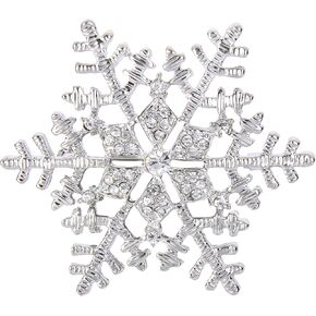 EleQueen Women's Clear Austrian Crystal Winter Snowflake Brooch Pin Silver-tone