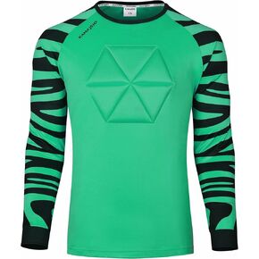 Elbow & Chest Padded Soccer Goalie Jersey - Long Sleeve Soccer Goalkeeper Jersey Men - Adult, Youth Goalie Shirt Sea Green