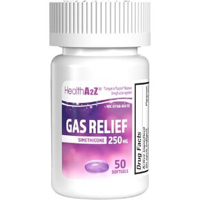 HealthA2Z® Gas Relief Simethicone 250mg | Fast Gas Relief | Relieve Symptoms Naturally (100 Softgels (Pack of 1))