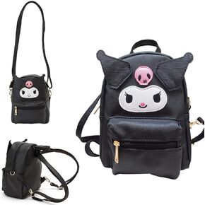 ZJYJING Cartoon Anime Mini Cute PU Backpack Shoulder Bag Backpack Handbag for Kids Girls Cosplay (Black)