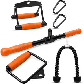 SQUATZ Lat Pulldown Attachments - Mag Grips - Pull Down Bar - Cable Machine Rubber Coated Handles for Comfort and Grip