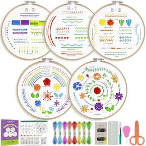 Cyanfour 4 Stage Embroidery Kit for Beginners Adults, Easy to Learn 38 Different Stitches from Instruction & Video, Needlepoint Kits for Adults with Stamped Embroidery Patterns.