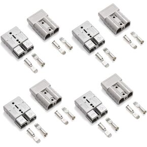 Fasmov 8 Pcs 6-8 Gauge 50 Amp Battery Quick Connect/Disconnect, Wire Harness Plug Kit Cables Connect Disconnect Plug for Recovery Winch, Towing Systems(Grey)