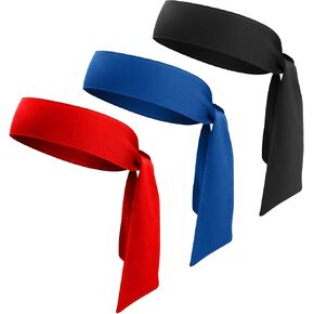 Head Ties Headband Sports Sweatband for Men Women, 3 Pack Adjustable Ninja Headband Karate Tie Back Sweat Wicking Workout Head Band for Basketball, Running, Tennis, Athletics