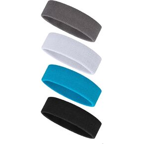 ONUPGO Sweatbands Set,Sports Headband for Men & Women,4 Pcs Cotton Sweat Head Bands,Moisture Wicking Athletic Terry Cloth Sweat Band for Tennis,Basketball,Football,Gymnastics,Working Out
