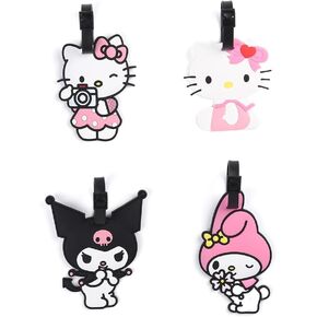 Cartoon Kitty Luggage Tags, 4 Pack Cute Silicone Luggage Tags, Silicone Luggage Tags, Gifts for Travel, Holidays, Birthdays and Special Occasions