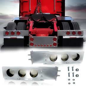 TORQUE Mud Flap Hanger for Semi Trucks 2-1/2" Bolt Spacing 30" Chrome, 4" Light Cutouts, Lights NOT Included, Spring Loaded, Straight, Right Left Included, (TRMFH308)