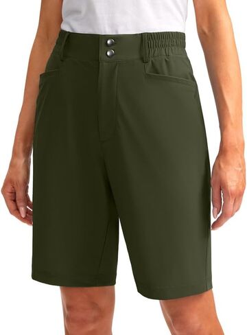 Women's Golf Hiking Shorts 9" Stretch Quick Dry Cargo Bermuda Long Shorts Knee Length with Pockets for Women in Saudi Arabia