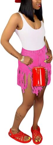 SIAEAMRG Women's Juniors Denim Shorts, High Waisted Frayed Raw Hem Tassels Short Pants Jeans in Kuwait