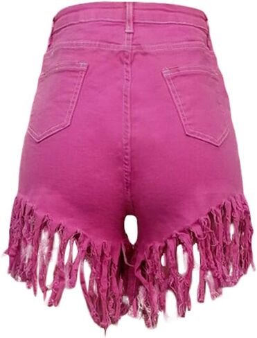 SIAEAMRG Women's Juniors Denim Shorts, High Waisted Frayed Raw Hem Tassels Short Pants Jeans in Kuwait