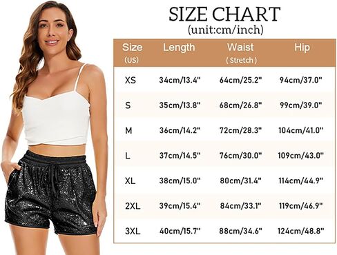 PESION Sequins Rave Shorts for Women High Waist Casual Loose A Line Hot Pants Sparkly Clubwear Night-Out in Saudi Arabia