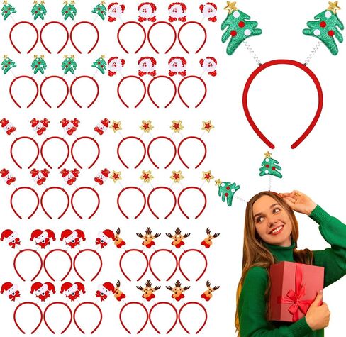 Gejoy 36 Pcs Holiday Headbands Bulk for Kids Adults Holiday Headpiece Party Headbands Reindeer Antlers Snowman Xmas Tree Santa Hat for Women Men Party Favors in Saudi Arabia