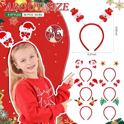 Gejoy 36 Pcs Holiday Headbands Bulk for Kids Adults Holiday Headpiece Party Headbands Reindeer Antlers Snowman Xmas Tree Santa Hat for Women Men Party Favors in Saudi Arabia