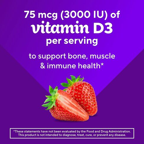 vitafusion Extra Strength Vitamin D3 Gummy, Strawberry Flavored Bone and Immune System Support (1) 120 Count in Saudi Arabia