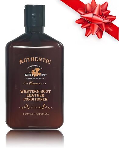 GRIFFIN Western Exotic Leather Conditioner (8 oz.) - Non-Toxic Formula for Cowboy Boots, Snakeskin, Alligator, Crocodile, Leather Apparel and More! - Made in The USA Brown in Saudi Arabia