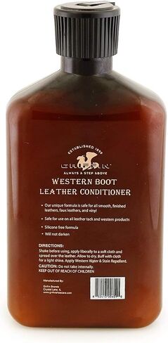 GRIFFIN Western Exotic Leather Conditioner (8 oz.) - Non-Toxic Formula for Cowboy Boots, Snakeskin, Alligator, Crocodile, Leather Apparel and More! - Made in The USA Brown in Saudi Arabia