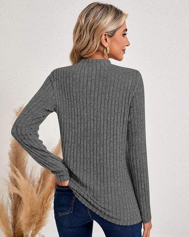 Riyiper 3 Pack Women's Mock Neck Sweaters, Long Sleeve Lightweight Tops Casual Soft Sweaters Knit Slim Fitted Basic Pullover in Kuwait