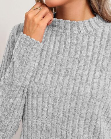 Riyiper 3 Pack Women's Mock Neck Sweaters, Long Sleeve Lightweight Tops Casual Soft Sweaters Knit Slim Fitted Basic Pullover in Kuwait