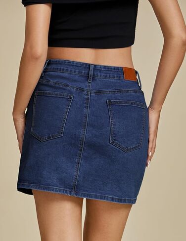 luvamia Jean Skirts for Women Denim High Waisted Stretchy Denim Skirt with Slit Trendy Casual Slim Fit Short Skirts in Saudi Arabia