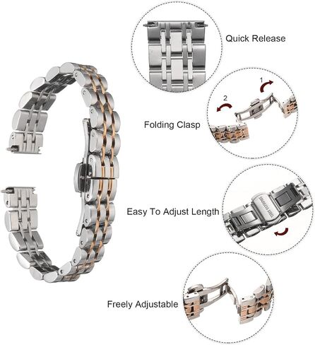 HARFINGTON Stainless Steel Mesh Watch Band Quick Release Metal Watch Strap Adjustable Butterfly Clasp Replacement Bands for Men and Women in Saudi Arabia