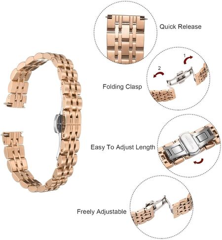 HARFINGTON Stainless Steel Mesh Watch Band Quick Release Metal Watch Strap Adjustable Butterfly Clasp Replacement Bands for Men and Women in Saudi Arabia