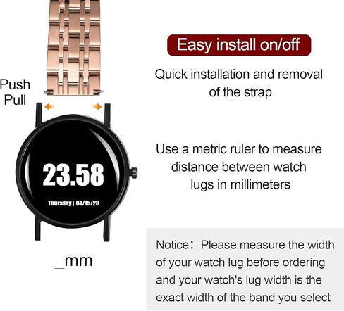 HARFINGTON Stainless Steel Mesh Watch Band Quick Release Metal Watch Strap Adjustable Butterfly Clasp Replacement Bands for Men and Women in Saudi Arabia