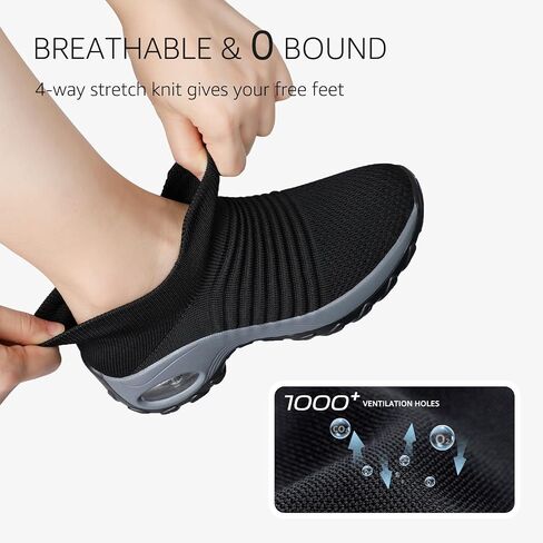 STQ Walking Shoes Women Slip on Sneakers Comfortable Ladies Work Nursing | Arch Support & Cushion Sock Shoes for Daily Wear, Lightweight Breathable Mesh for Jogging, Travel, Teacher & All-Day in Saudi Arabia
