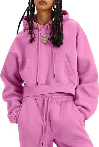 Eisctnd Women Fleece 2 Piece Tracksuits Fall Winter Sweatshirt Jogger Pants Matching Lounge Sets Thick Sweatsuits Pockets in Kuwait