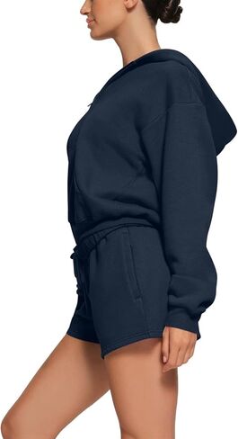 REORIA النساء 2 قطعة ملابس العرق السراويل مجموعات 2024 الخريف الصوف زمم هوديي صالة مطابقة مجموعة جرزاية ملابس رياضية in Kuwait