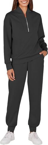 ANRABESS Women's 2 Piece Outfits Sweatsuit Half Zip Sweatshirt Jogger Sweatpant Trendy 2024 Fall Lounge Set Tracksuit Clothes in Saudi Arabia
