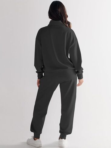 ANRABESS Women's 2 Piece Outfits Sweatsuit Half Zip Sweatshirt Jogger Sweatpant Trendy 2024 Fall Lounge Set Tracksuit Clothes in Saudi Arabia
