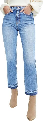 Astylish Womens High Waisted Straight Leg Ankle Jeans Casual Stretch Denim Pants in Saudi Arabia