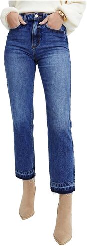 Astylish Womens High Waisted Straight Leg Ankle Jeans Casual Stretch Denim Pants in Saudi Arabia