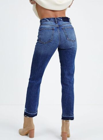 Astylish Womens High Waisted Straight Leg Ankle Jeans Casual Stretch Denim Pants in Saudi Arabia