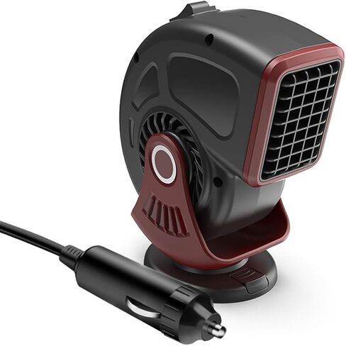 Car Heater 12V 150W, Portable Fast Heating & Cooling 2-in-1 Mode Fan, Cigarette Lighter Plug, 360 ° Rotatable, Windscreen Defogger Window Defroster for Car RV SUV Diesel (Red & Black) in Saudi Arabia