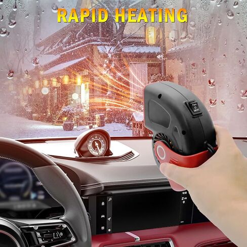 Car Heater 12V 150W, Portable Fast Heating & Cooling 2-in-1 Mode Fan, Cigarette Lighter Plug, 360 ° Rotatable, Windscreen Defogger Window Defroster for Car RV SUV Diesel (Red & Black) in Saudi Arabia