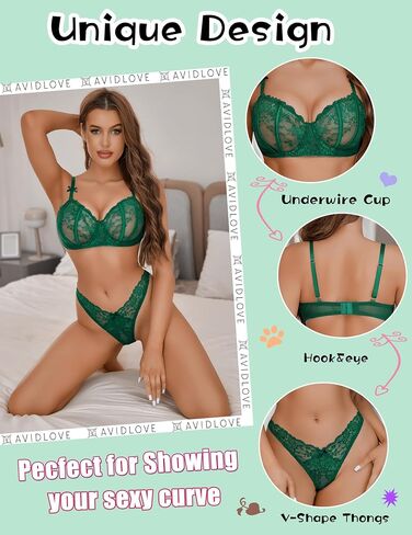 Avidlvoe Lingerie for Women Lace Bra and Panty Sets 2 Pieces Sexy Underwear Underwire Lingerie Set in Saudi Arabia