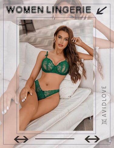 Avidlvoe Lingerie for Women Lace Bra and Panty Sets 2 Pieces Sexy Underwear Underwire Lingerie Set in Saudi Arabia