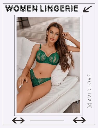 Avidlvoe Lingerie for Women Lace Bra and Panty Sets 2 Pieces Sexy Underwear Underwire Lingerie Set in Saudi Arabia