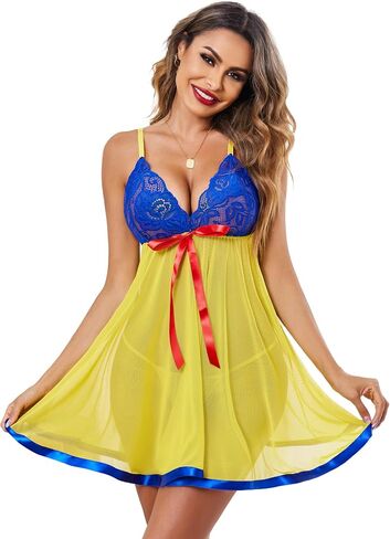 Avidlove Women's Lingerie Lace Babydoll Strap Chemise Mesh Sleepwear Outfits in Saudi Arabia