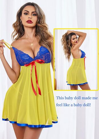 Avidlove Women's Lingerie Lace Babydoll Strap Chemise Mesh Sleepwear Outfits in Saudi Arabia