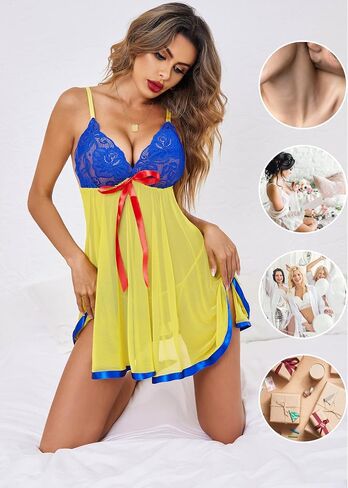 Avidlove Women's Lingerie Lace Babydoll Strap Chemise Mesh Sleepwear Outfits in Saudi Arabia
