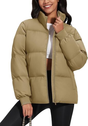 MAGCOMSEN Women's Winter Down Puffer Jackets Stand Collar Zip Up Water Resistant Warm Padded Quilted Coat with Pockets in Saudi Arabia