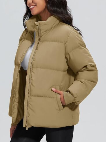 MAGCOMSEN Women's Winter Down Puffer Jackets Stand Collar Zip Up Water Resistant Warm Padded Quilted Coat with Pockets in Saudi Arabia
