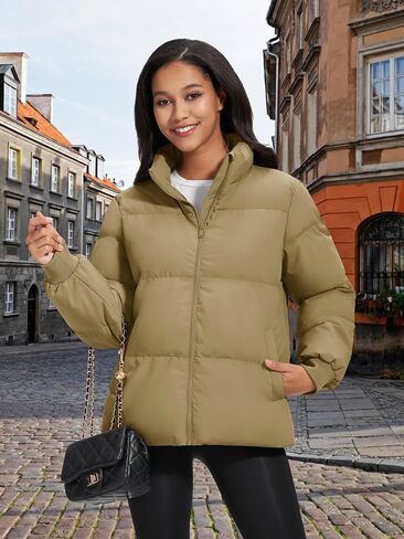MAGCOMSEN Women's Winter Down Puffer Jackets Stand Collar Zip Up Water Resistant Warm Padded Quilted Coat with Pockets in Saudi Arabia
